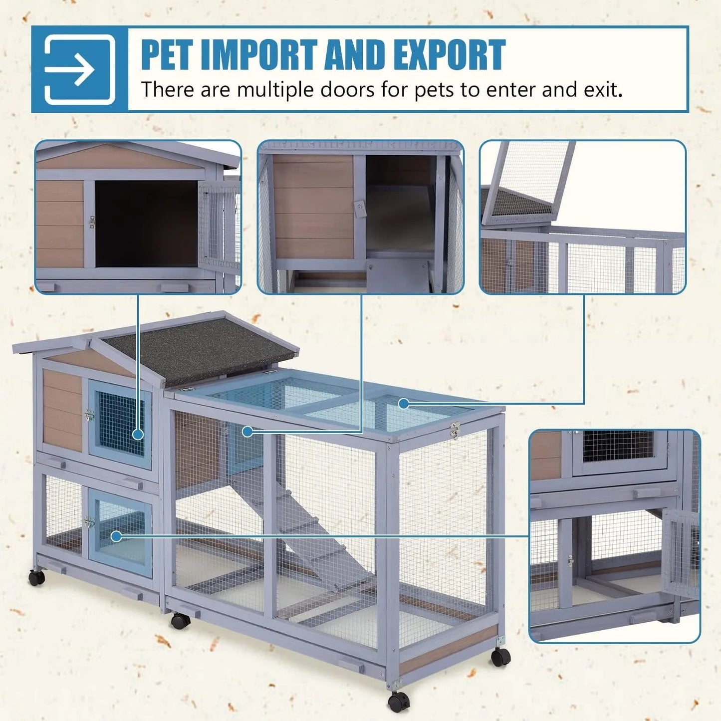 Wooden Two Layers Rabbit Hutch , Chicken Coop or Guinea Pig Cage for Indoor or Outdoor.