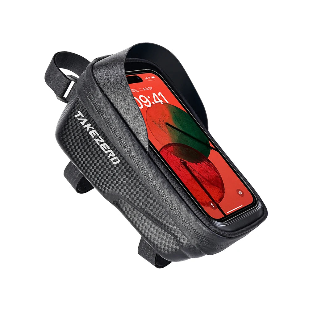 1.5L Bicycle Phone Front Frame Bag 7.4 Inch Touchscreen Bike Frame Front Tube Bag Hard Casing Bike Bag Bike Accessories