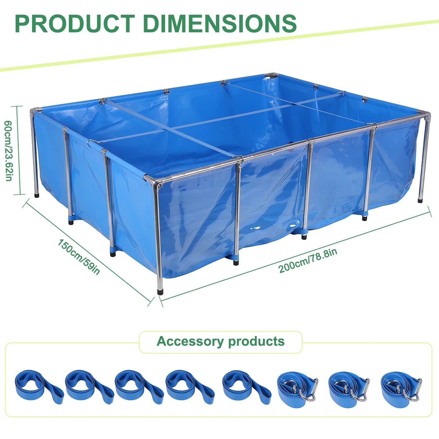 880Gallon PVC Canvas Fish Tank with Transparent Viewing Panel 400LBS Capacity with Drain Valve for Koi/Goldfish Breeding