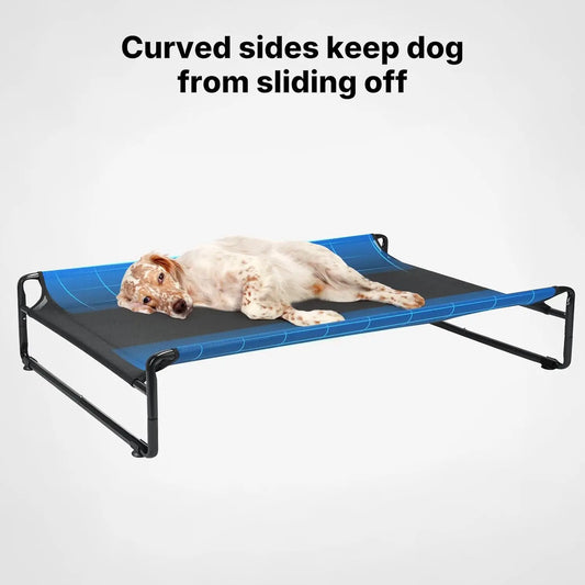 Elevated Cooling Dog Bed for Large Breeds, Portable Pet Cot with Breathable Mesh and Non-Slip Feet, Black
