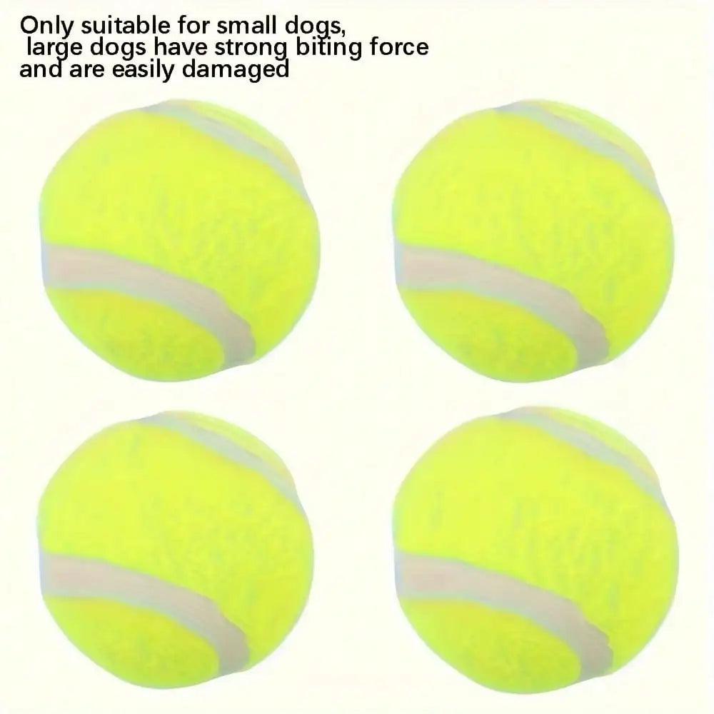 4pcs Training Interactive Dog Tennis Balls High Stretch Rubber For Small & Medium Breeds Equipment Not Included