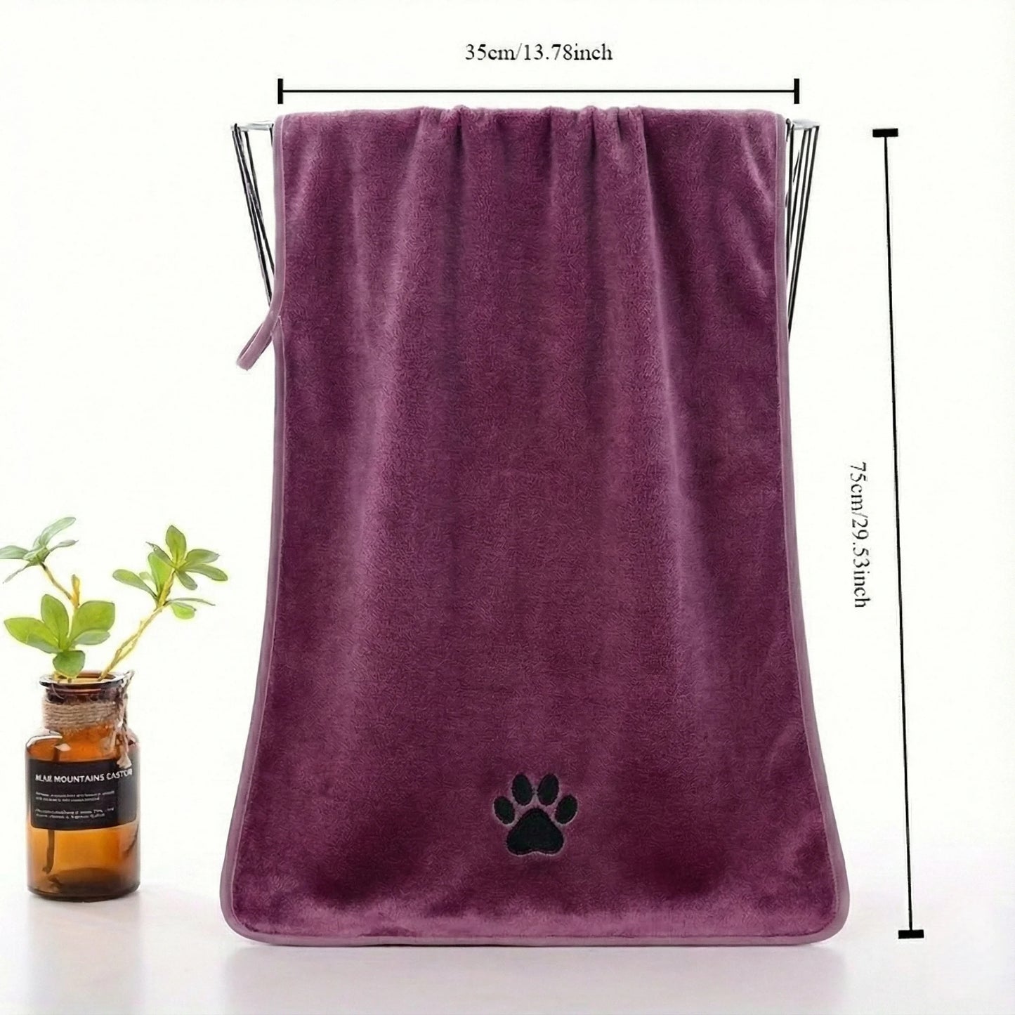 75×35cm Premium Microfiber Dog Bath Towel - Purple Super Absorbent Pet Towel, Holds 7x Its Weight in Liquid, Ultra Soft & Warm