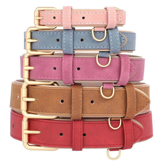 Soft Padded Dog Collar & Leash Set - Various Sizes and Colors