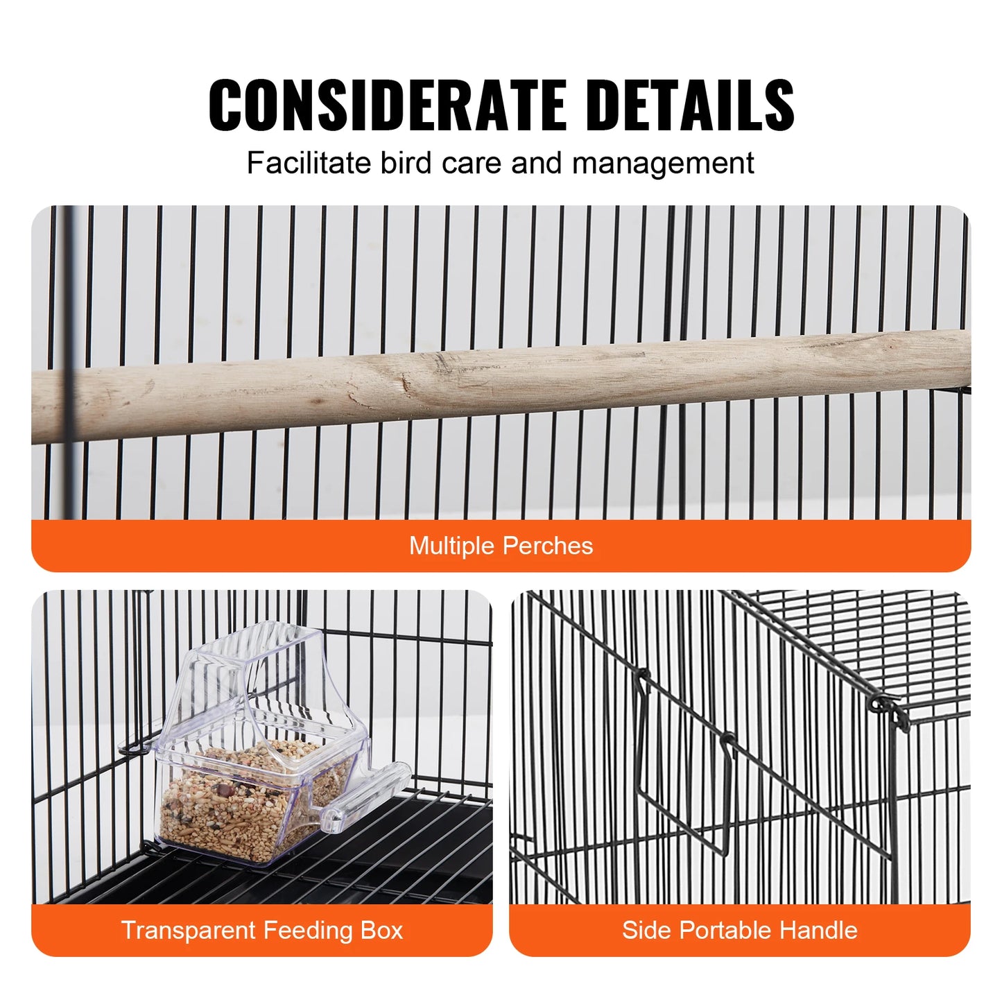 SucceBuy 30inch Pet Bird Cage, Metal Large Parakeet Cage with Rolling Stand Tray for Cockatiels Parrot Budgies Lovebird Canaries