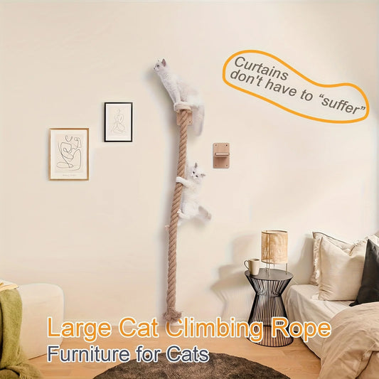 Weysat Cat Tree with 2 x 59.1 Inch Climbing Rope, Wall Mounted Cat Climbing Tower with Scratching Post Kitten Rope Ladder