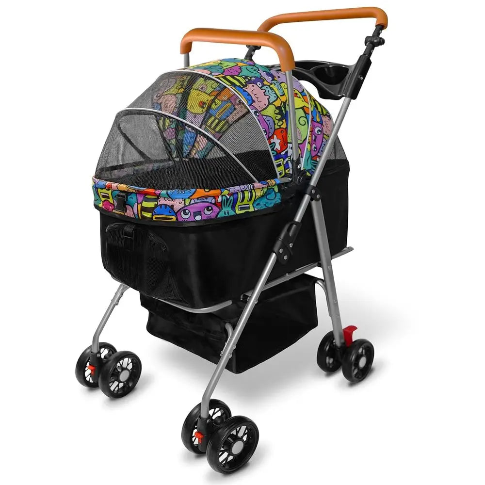 3-in-1 Foldable Pet Stroller with Storage, Cup Holder, Suitable for Medium Dogs and Cats