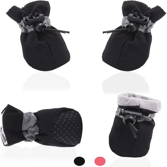 4Pcs Waterproof Dog Boots for Small Dogs - Non-slip Sole, Adjustable Drawstring, Soft Breathable Dog Shoes