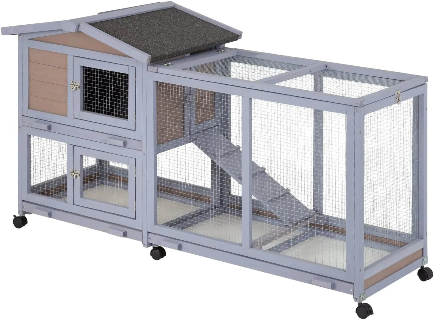 Wooden Two Layers Rabbit Hutch , Chicken Coop or Guinea Pig Cage for Indoor or Outdoor.