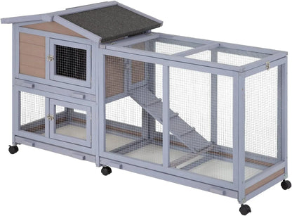 Wooden Two Layers Rabbit Hutch , Chicken Coop or Guinea Pig Cage for Indoor or Outdoor.