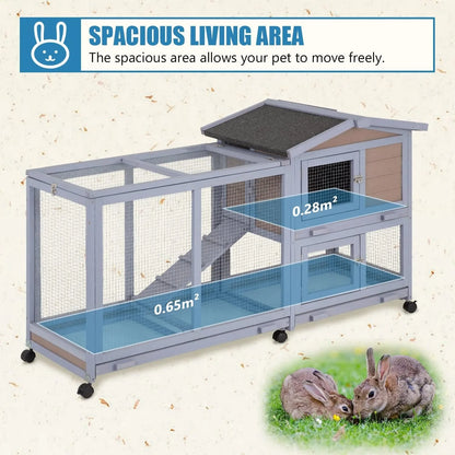 Wooden Two Layers Rabbit Hutch , Chicken Coop or Guinea Pig Cage for Indoor or Outdoor.