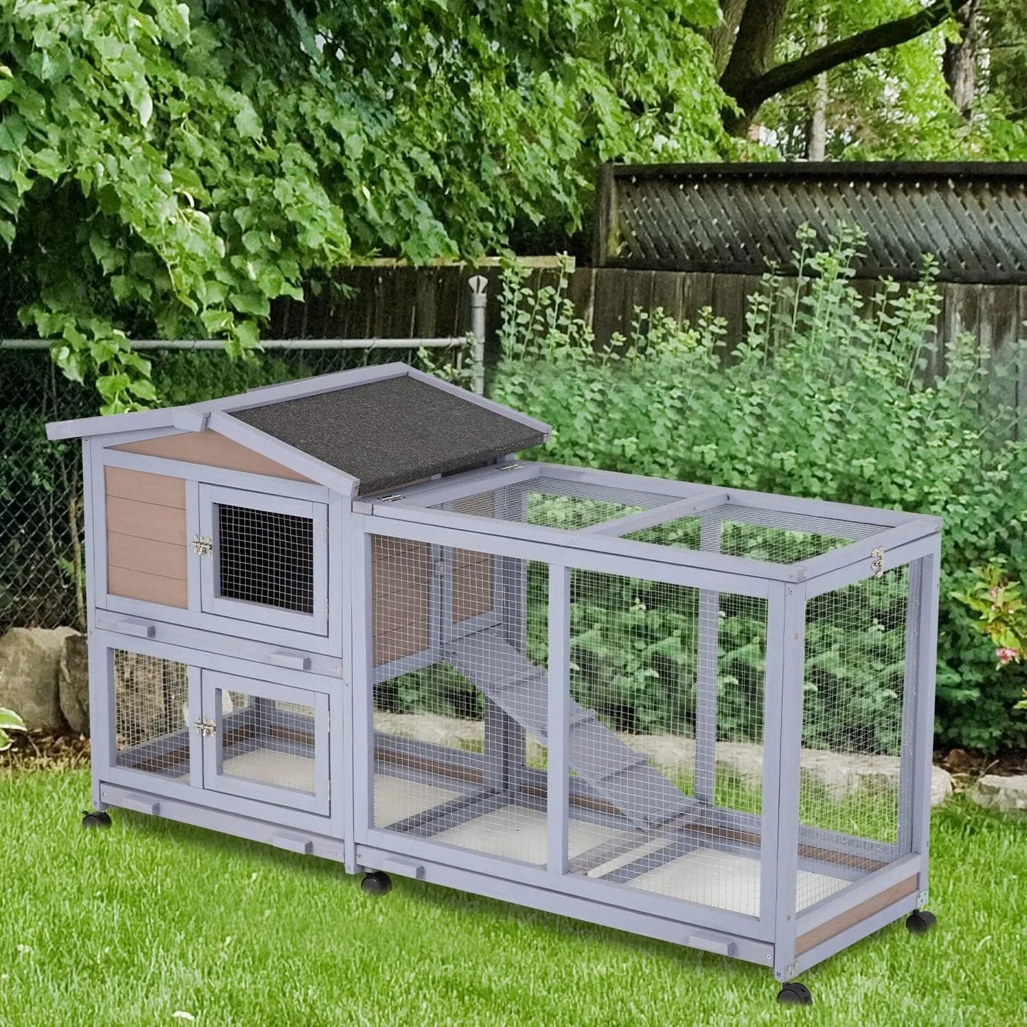 Wooden Two Layers Rabbit Hutch , Chicken Coop or Guinea Pig Cage for Indoor or Outdoor.