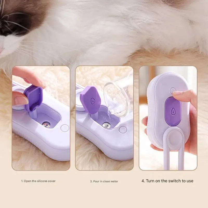 Steam brush for cats, steam brush for dogs new pet steam grooming comb, grooming brush, gentle combing, reduce flyaway hair