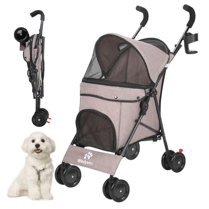 Pet Dog Stroller 4 Wheels Puppy Stroller Rotate with Brakes