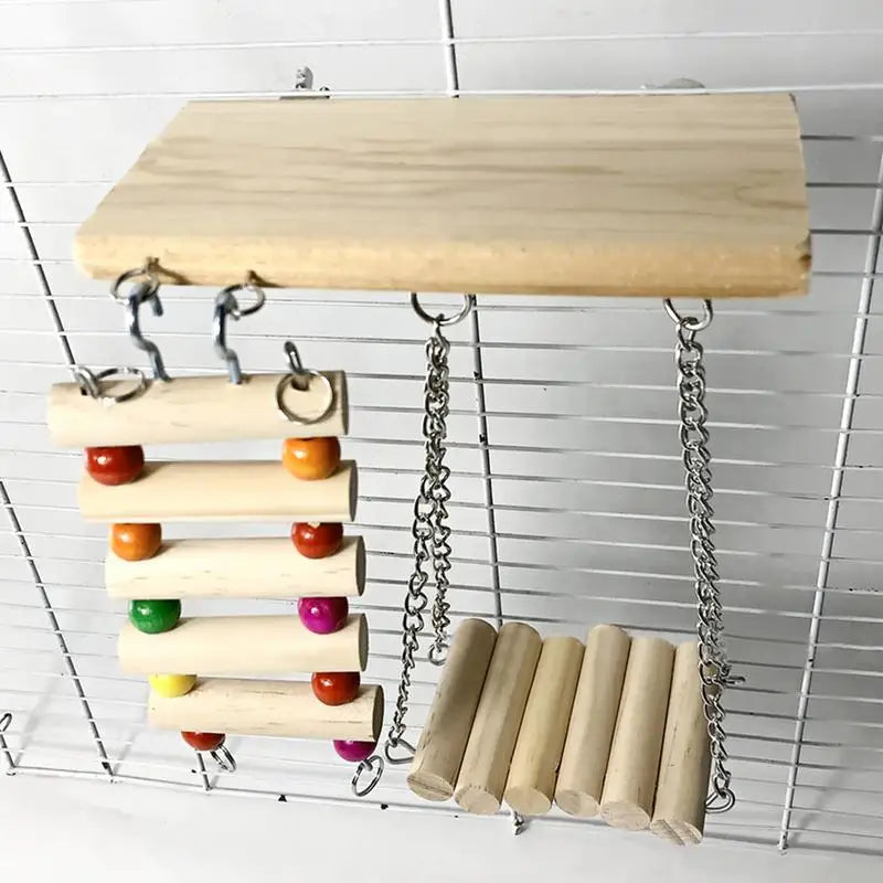 Bird Swing Perch Cockatiel Swing With Climbing Ladder Parrot Chew Toys For Parakeets