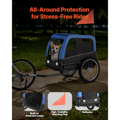 SucceBuy Dog Bike Trailer Bicycle Carrier for Small & Medium Dogs with Quick Release Wheel Universal Bicycle Coupler Flag