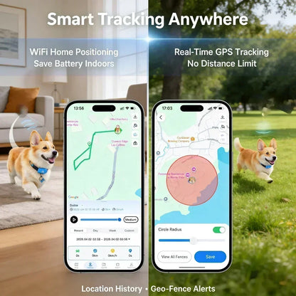 GPS Pet Tracker 4G for Dogs & Cats, Built-in SIM with Real-Time Tracking, WiFi Home Positioning