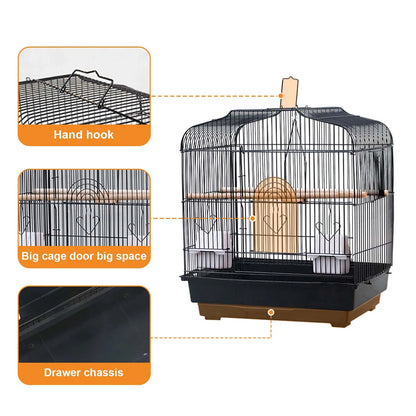Travel Bird Cage Portable Birdcage with Handle and Perches for Small Parrots Canaries Cockatiels Lovebirds Finches Budgies Conur