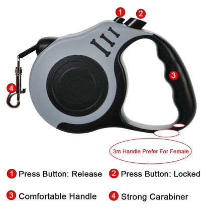3m & 5m Dog Leash Strong Nylon For Small Medium Large Dogs Cats Automatic Retractable Durable