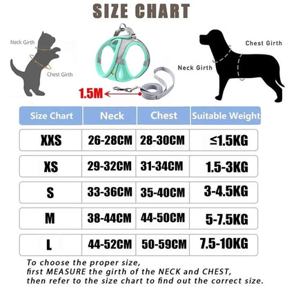 Dog Harness Clothes Vest Chest Cat Collars Rope Small Dogs Reflective Breathable Adjustable Outdoor Walking Dog Accessories