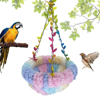 Parrot Warm Bed Cozy Cushion Plush Bird House Cute Bird Bed Nest Hung For Parakeet Lovebirds Small To Medium Birds Bird