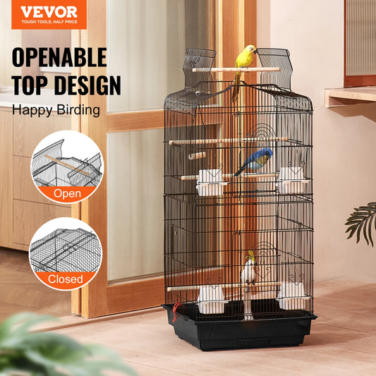 SucceBuy Open Top Large Parrot Bird Cage, Hanging Bird Cage for all Kinds of Birds