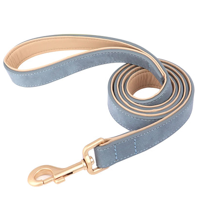 Soft Padded Dog Collar & Leash Set - Various Sizes and Colors