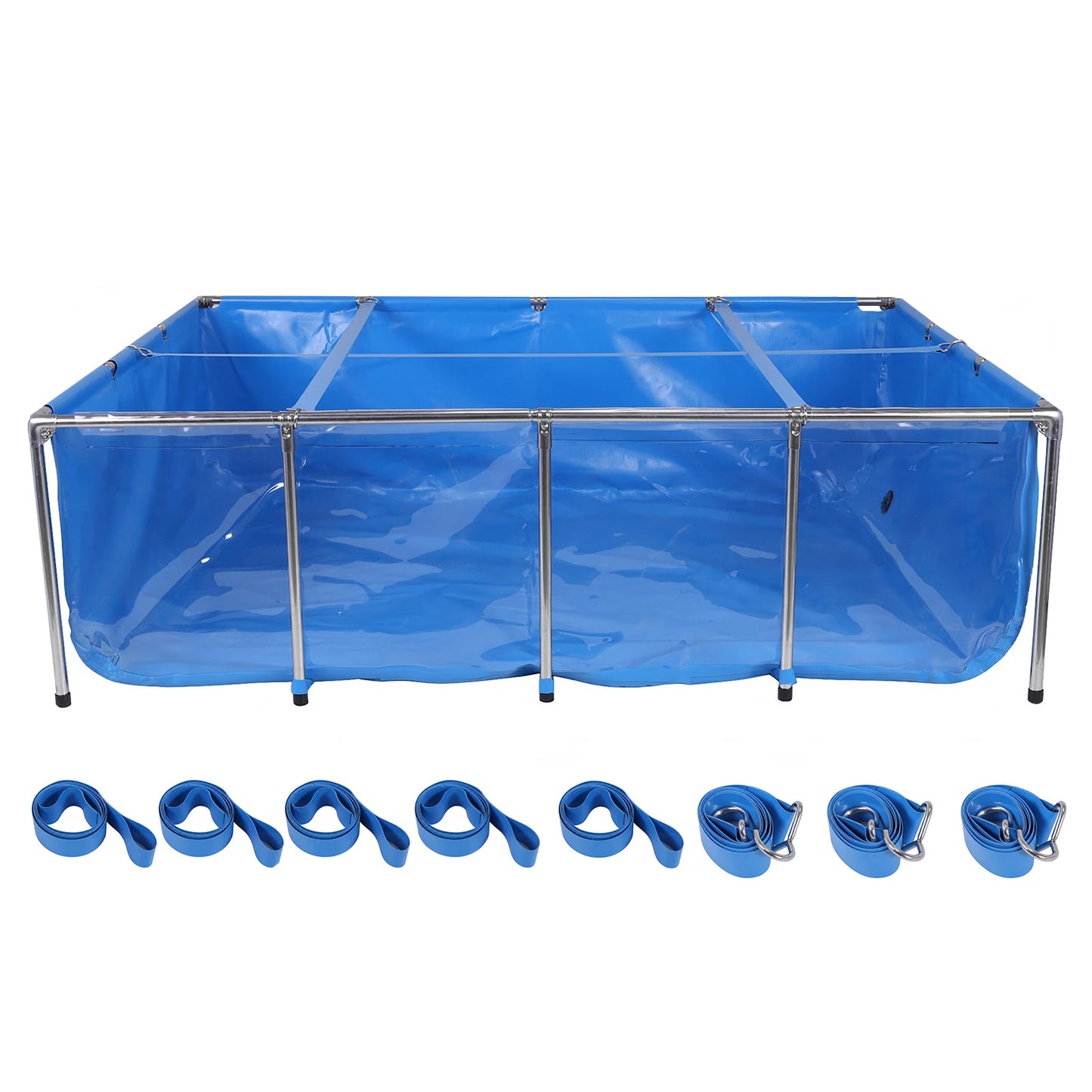 880Gallon PVC Canvas Fish Tank with Transparent Viewing Panel 400LBS Capacity with Drain Valve for Koi/Goldfish Breeding