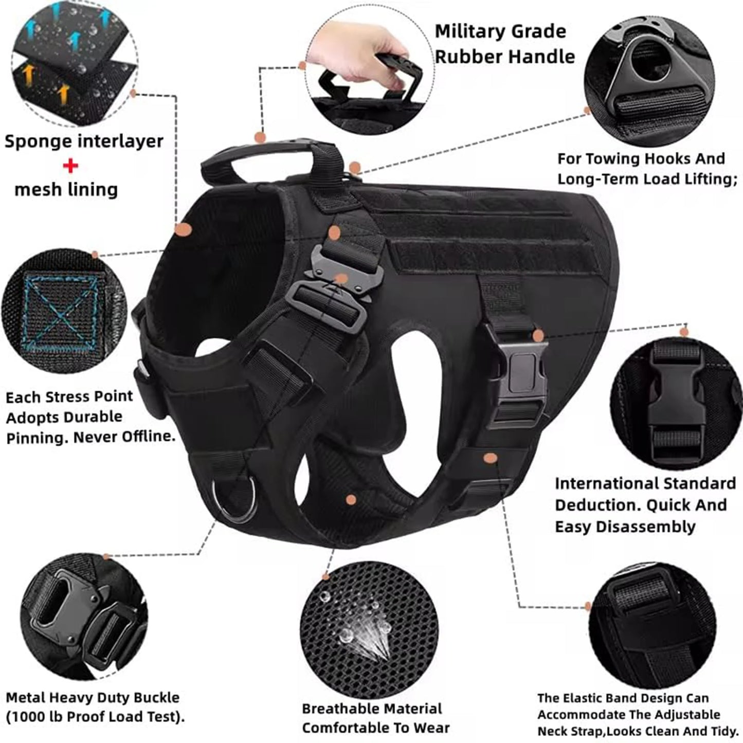 Tactical Dog Harness Collar & Leash