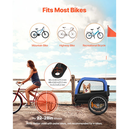 SucceBuy Dog Bike Trailer Bicycle Carrier for Small & Medium Dogs with Quick Release Wheel Universal Bicycle Coupler Flag