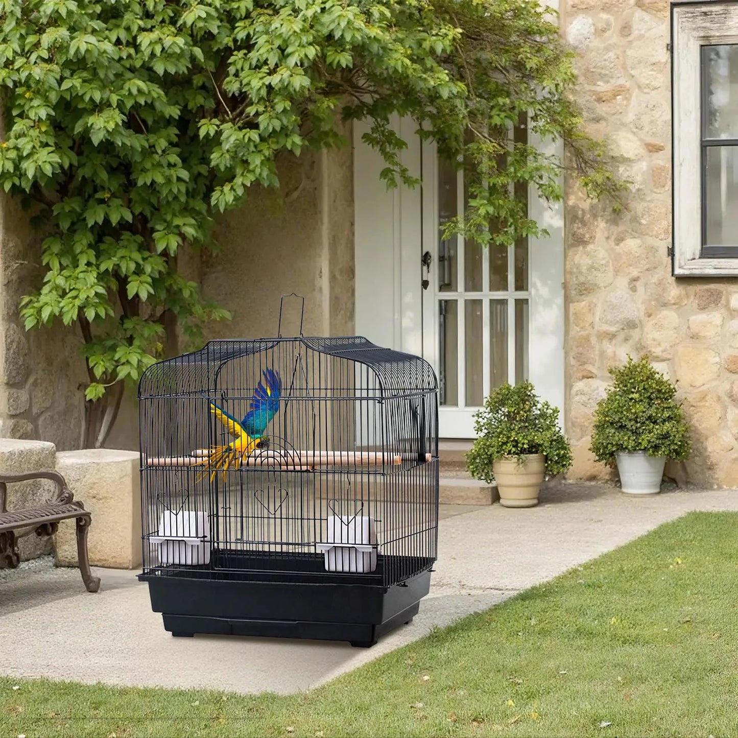 Travel Bird Cage Portable Birdcage with Handle and Perches for Small Parrots Canaries Cockatiels Lovebirds Finches Budgies Conur