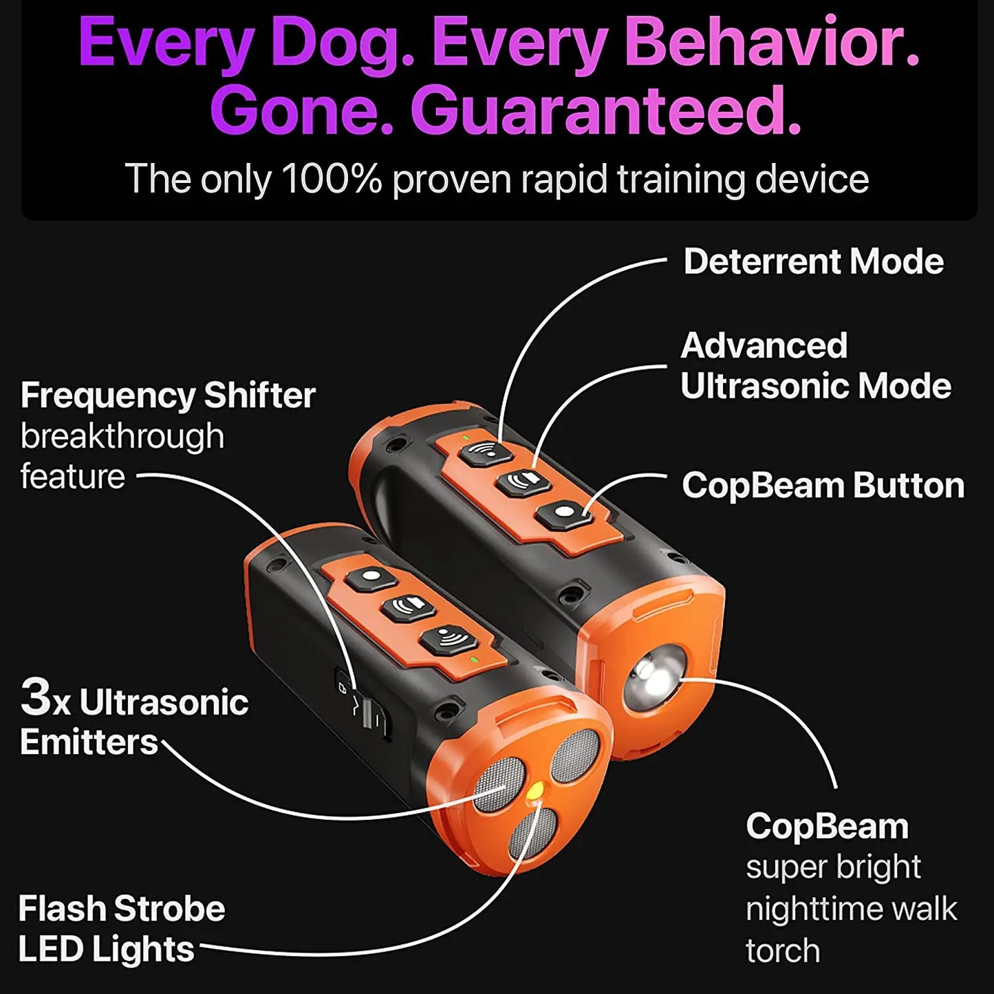 2026 Release Pet Dog Repeller Ultrasonic Dog Training Device Rechargeable Anti Dog Bark Deterrent Device With LED Flashlight