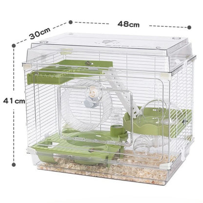 48cm Transparent Hamster Cage Acrylic Luxury Villa Spacious Habitat Breathable Home for Golden Hamster Supplies