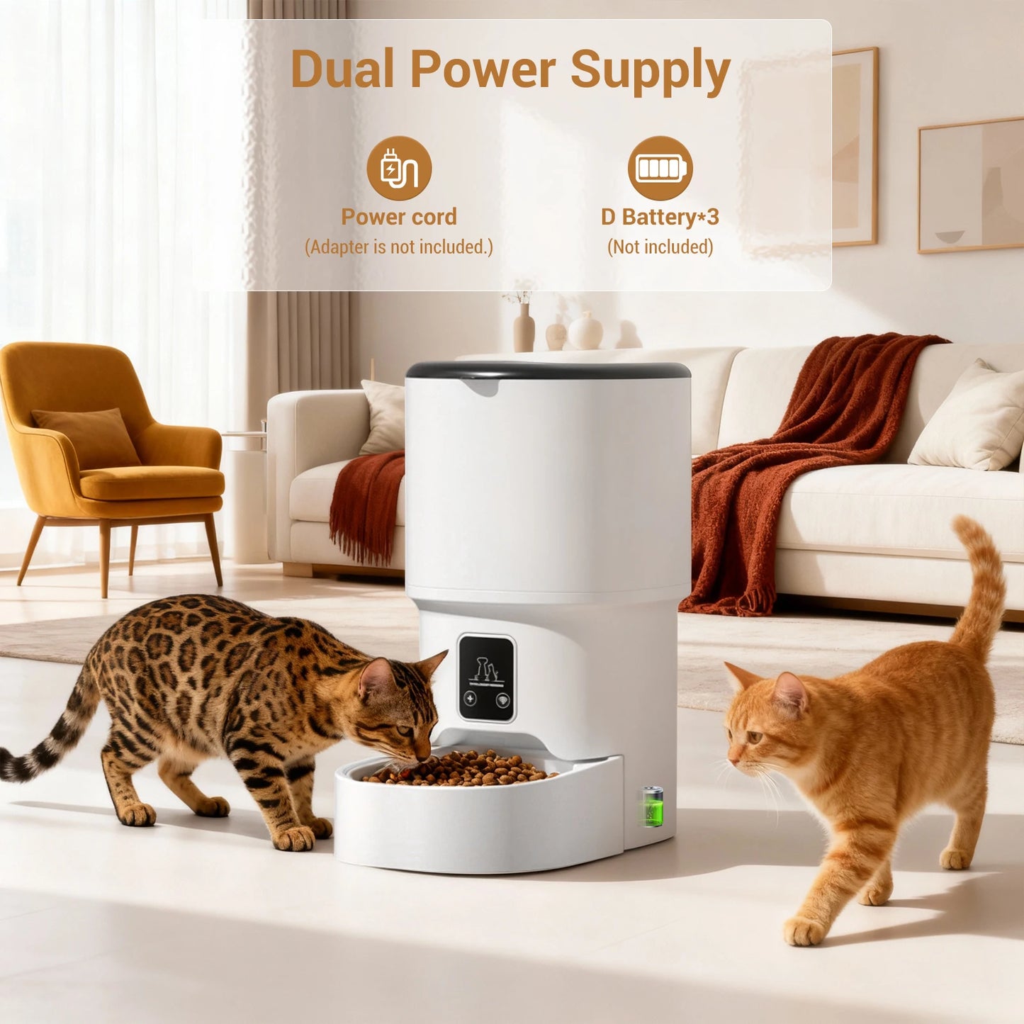 Programmable 4L Automatic Pet Feeder for Small Dogs or Cats, Up to 6 Meals Daily, Timer/Portion Control, Pet Feeding Food Dispenser