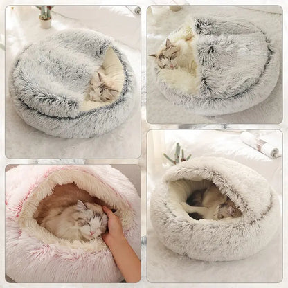 Soft Plush Pet Bed with Cover / Round Cat Bed Pet