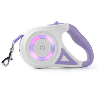 5M Automatic Retractable Dog Leash with Led Flashlight, Durable Nylon Lead for Dogs, Adjustable Walking Running Rope