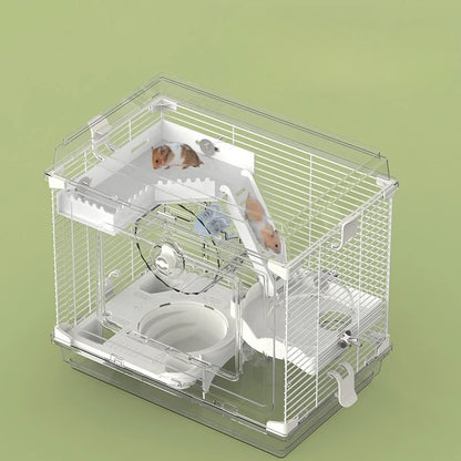 48cm Transparent Hamster Cage Acrylic Luxury Villa Spacious Habitat Breathable Home for Golden Hamster Supplies