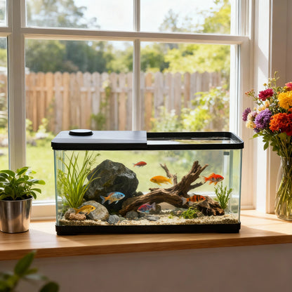 50l Aquarium Starter Kits - Arcrylic Fish Tank with Led Lights, Complete Fish Tank Starter Kit, Rectangular Freshwater & Marine