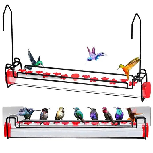 Window Hummingbird Feeder Wild Bird Feeders With Flower Feeding Ports Leak-Proof Pet Food Container Food Dispenser For Garden