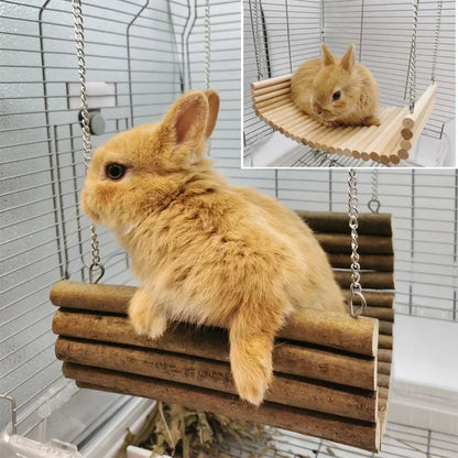 Wooden Hamster Hammock, Summer Pet Swing Sleep Bed for Pet, Hedgehog Squirrel Guinea Pig Rabbit Small Pets
