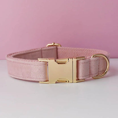 Velvet Collar Free Engrave Dog Collar  & Leash - different types