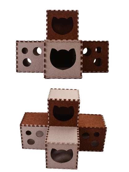 Cat Toy, Felt Splicing Tunnel, Deformable Kitten Nest Collapsible Tube