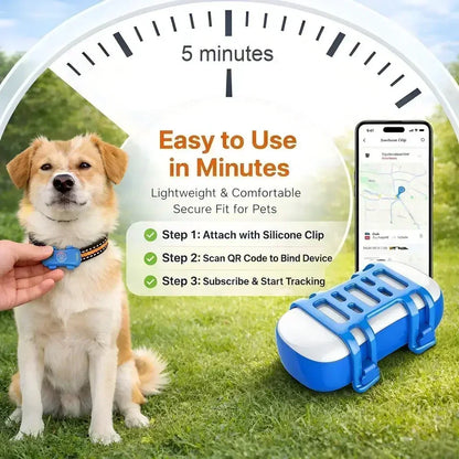 GPS Pet Tracker 4G for Dogs & Cats, Built-in SIM with Real-Time Tracking, WiFi Home Positioning