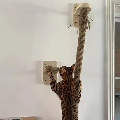 Weysat Cat Tree with 2 x 59.1 Inch Climbing Rope, Wall Mounted Cat Climbing Tower with Scratching Post Kitten Rope Ladder