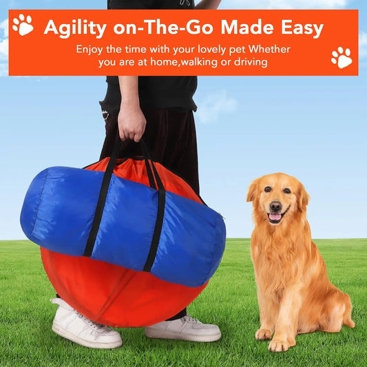 Dog Agility Training Equipment, 87-Piece Dog Obstacle Course Training Starter Kit Pet Outdoor Game with Tunnel, Agility Hurdle,