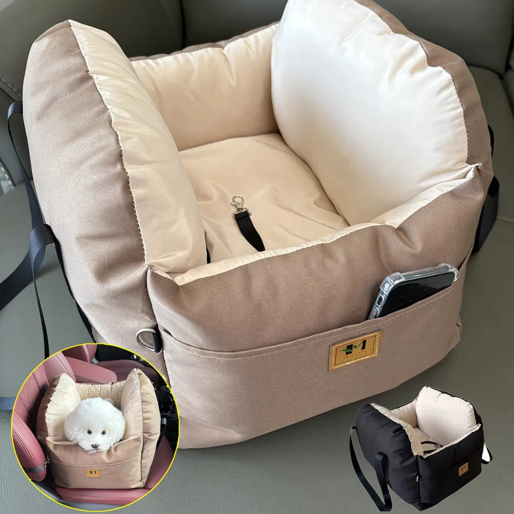 Dog Car Seat with Safety Belt, Universal Pet Booster Nest, Cushion Washable Dogs Cats Sofa Bedding Travel Mattress