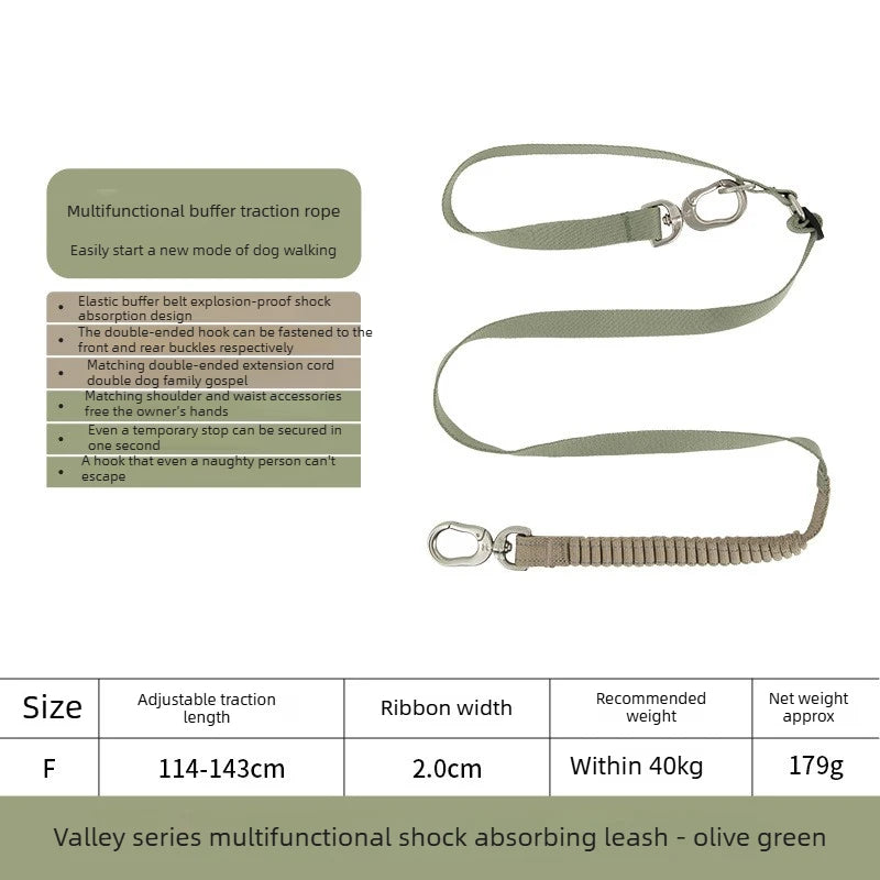 Bungee Buffer Dog Leash Set Anti-Shock - different colors