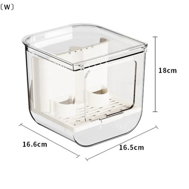 Double Slot Automatic Bird Feeder Large Capacity Splash Proof Hanging Cage Transparent Food Dispenser