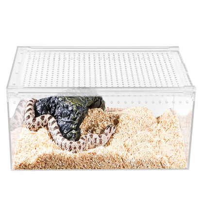 Clear Acrylic Reptile Terrarium 12x8x6 Inch Stackable with Magnetic Lock Ventilation for Spider Scorpion Frog Snake Pet Habitat