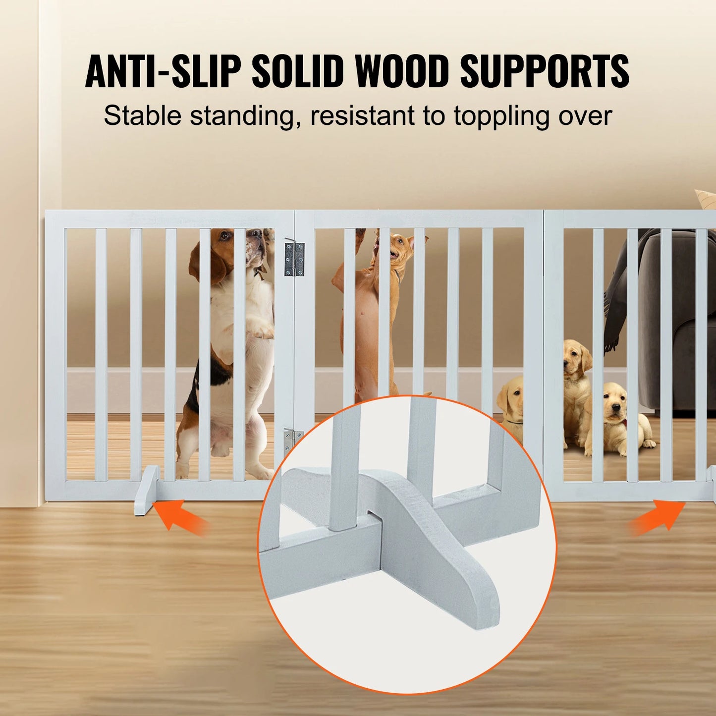 Success Free Standing Dog/Pet Gate, 3 Panels Foldable Pet Gate for Narrow Passageways, Expandable Barrier