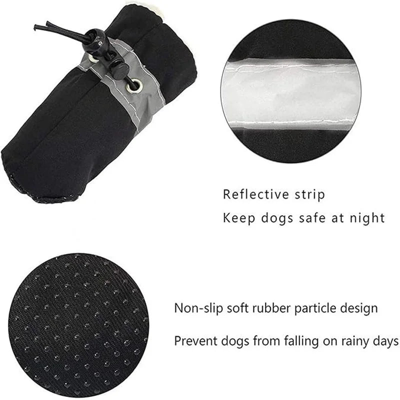 4Pcs Waterproof Dog Boots for Small Dogs - Non-slip Sole, Adjustable Drawstring, Soft Breathable Dog Shoes